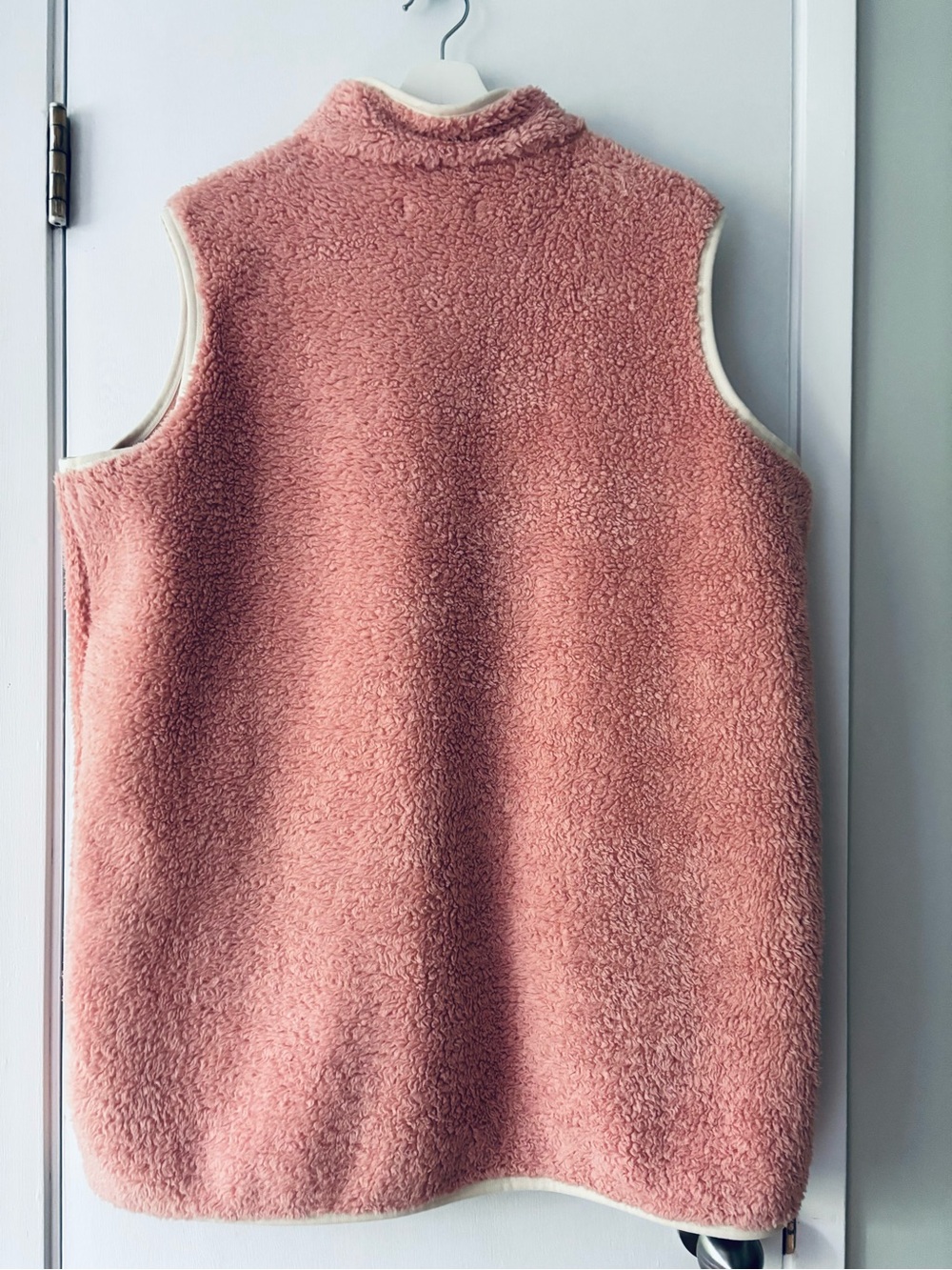 SMASH+TESS Long Teddy Sherpa Vest Pink Oversized Zip L Made in Canada - Picture 6 of 7